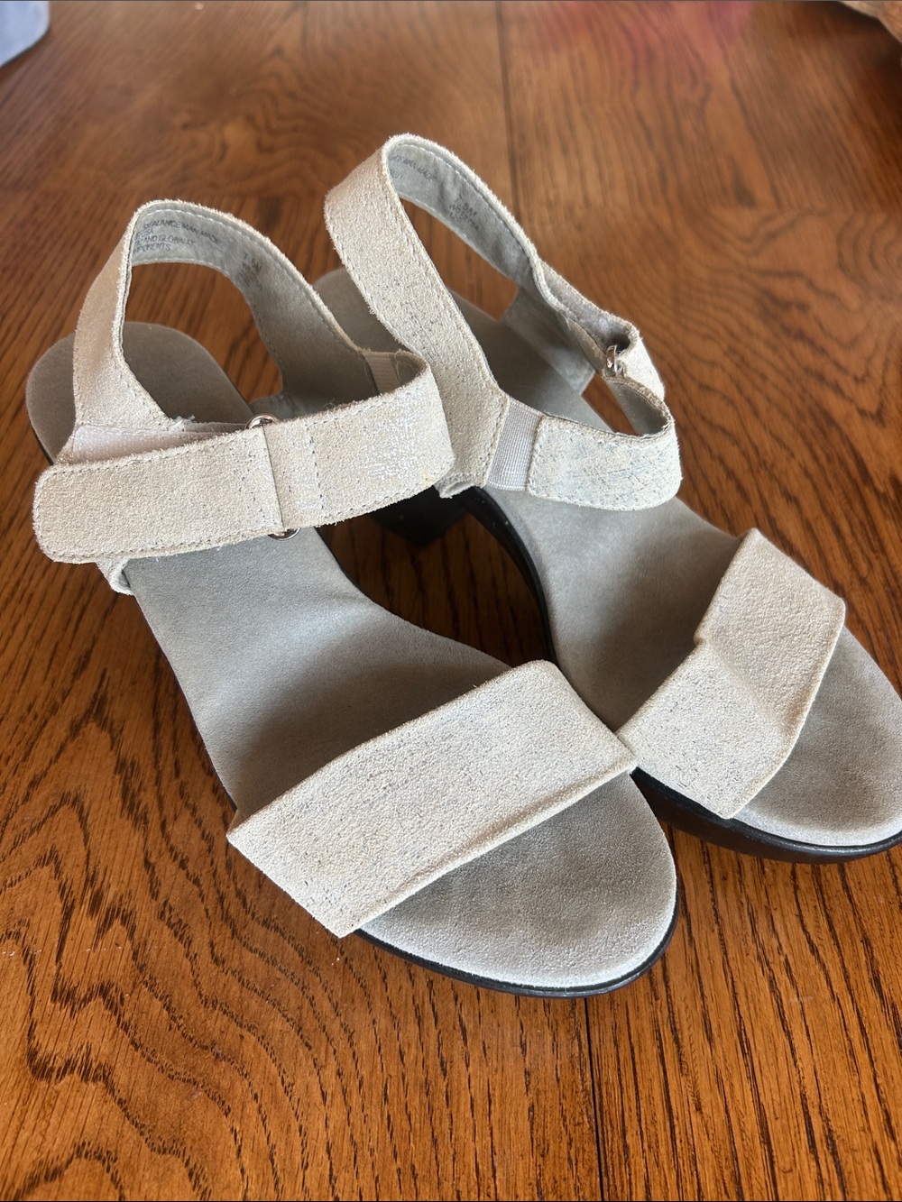 Munro Light Beige Suede Ankle-Strap Sandals